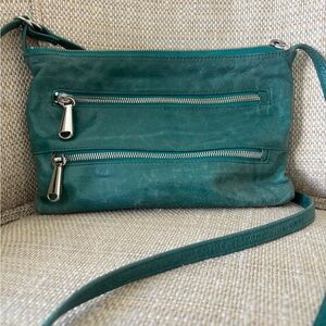 HOBO Green Crossbody Bag with Silver Accents